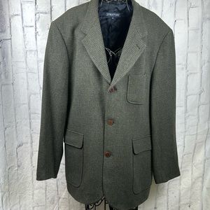 Structure Olive Green Tweed Blazer Wool Blend Single Breasted Fully Lined